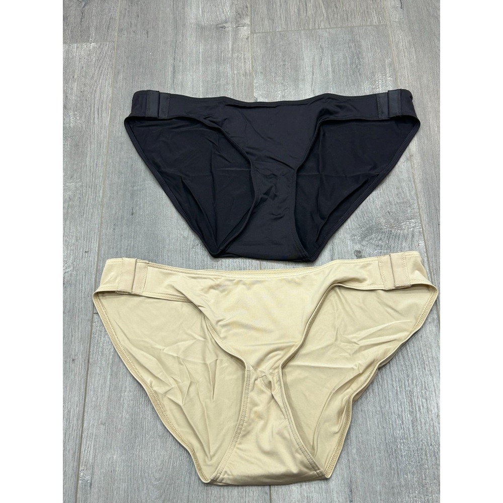 2‎ Pack Slick Chick Womens Black Beige Adaptive High Cut Brief Underwear Size L